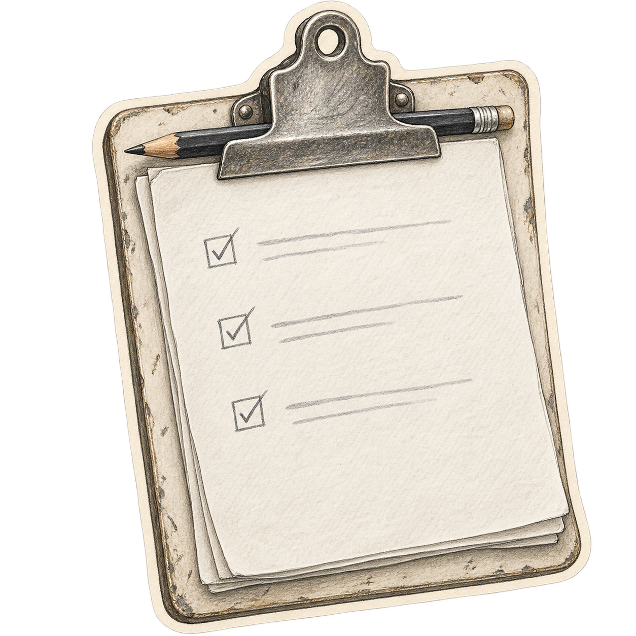 Colored-pencil clipboard and pencil